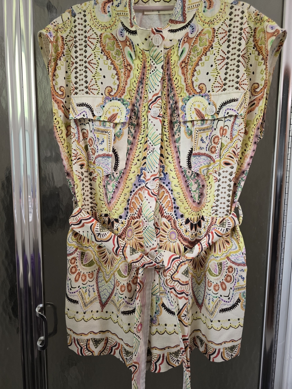 Impressions Multicolor Paisley Tie-Waist Blouse